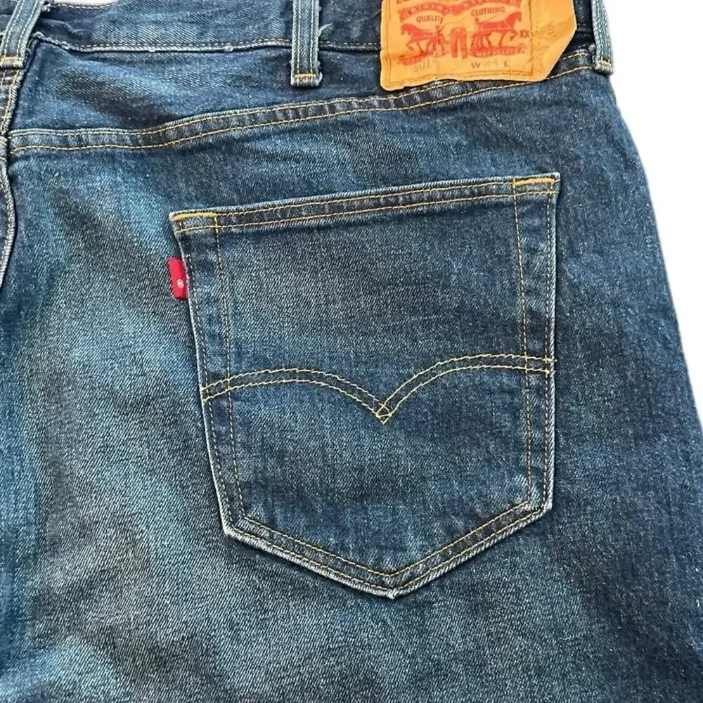 Levi's 501 Denim Shorts Size 44 Blue Button Fly Cut Off Original‎ Fit Heritage
